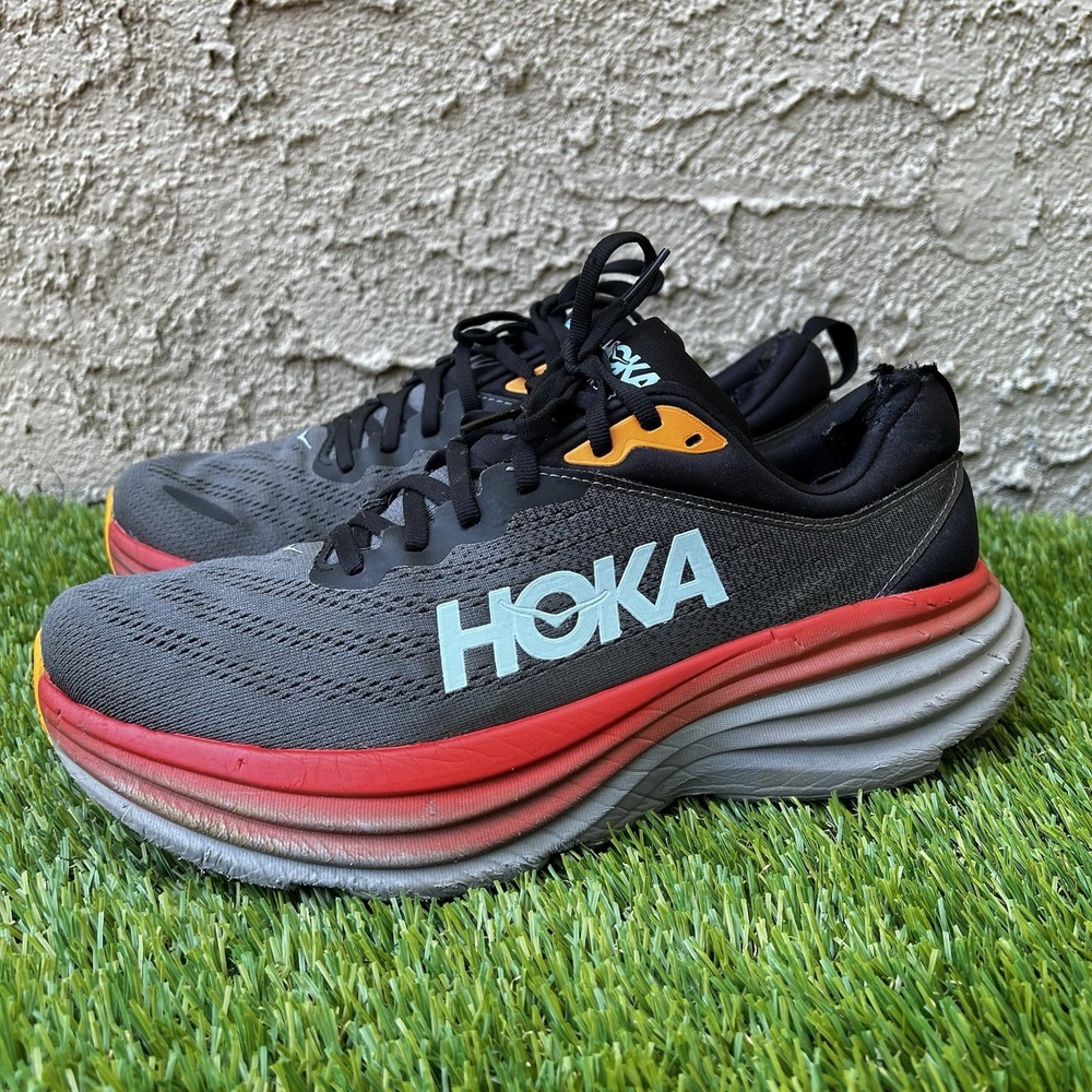 Hoka Shoes Men Size 10 Bondi 8 Running Lace-Up Athletic Castlerock Colorway